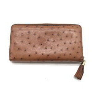 Gucci Ostrich Zippy Interlocking Wallet Leather Long